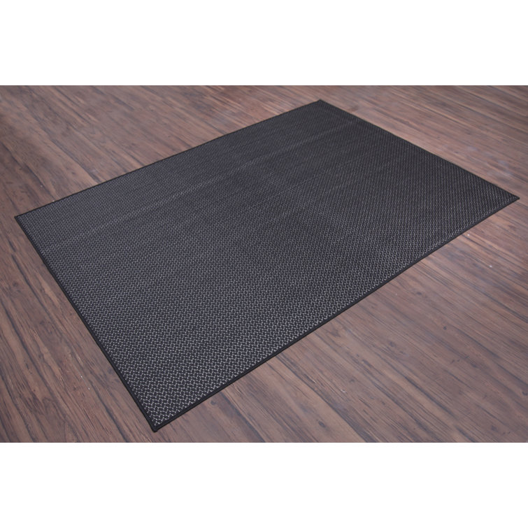 Corrigan Studio® Distressed Binded Black Indoor / Outdoor Area Rug